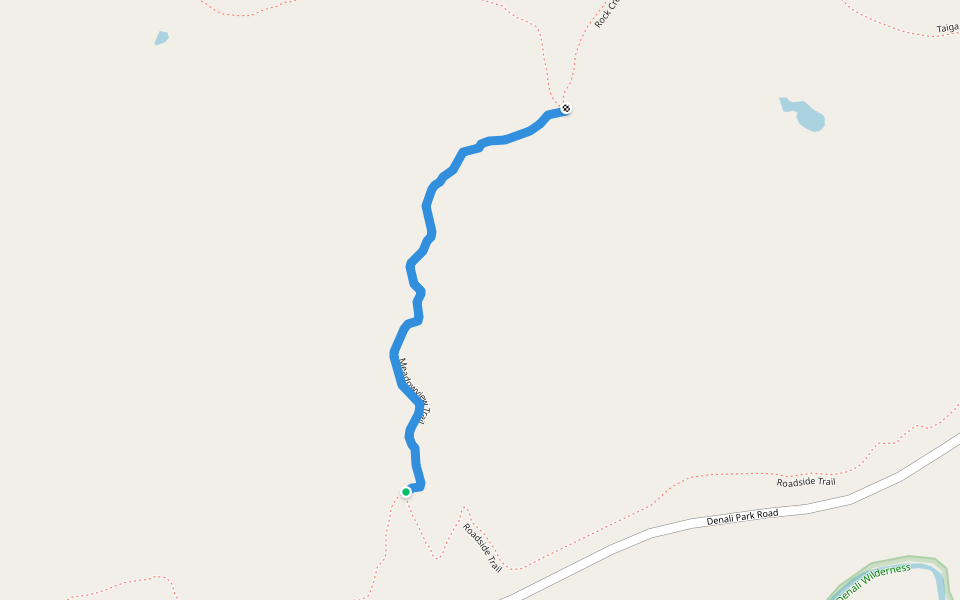 Meadowview Trail walking route map in Denali National Park and Preserve