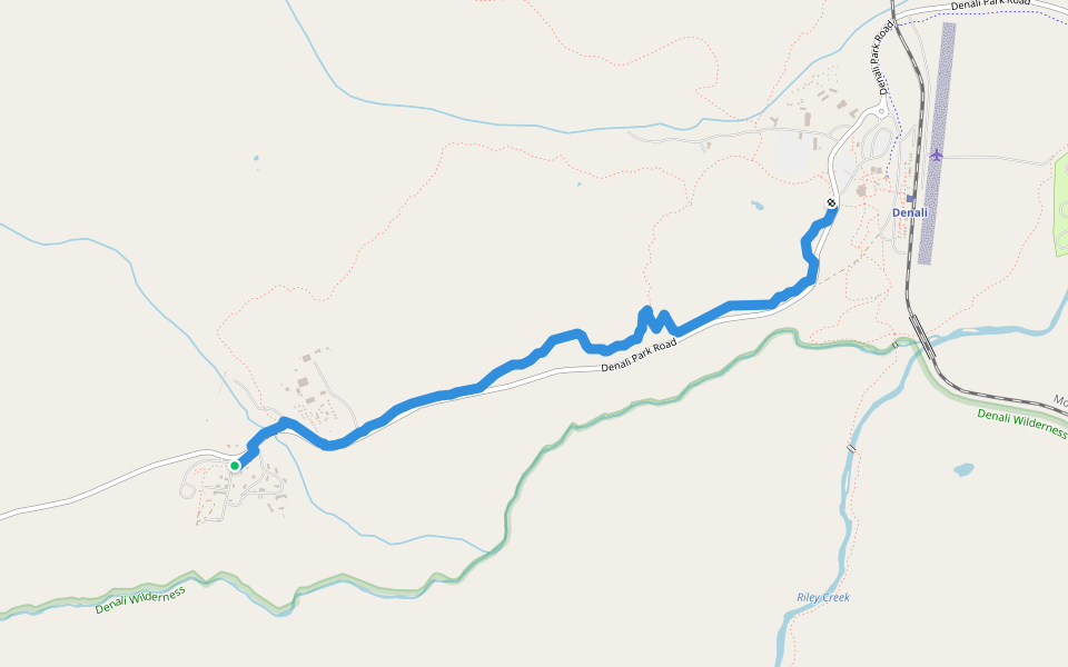 Roadside Trail walking route map in Denali National Park and Preserve
