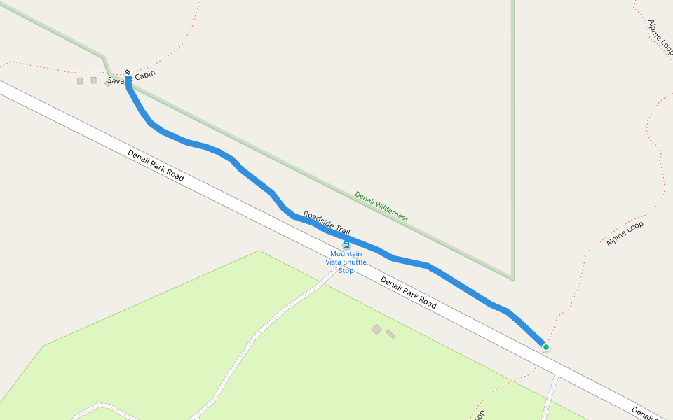Roadside Trail walking route map in Healy