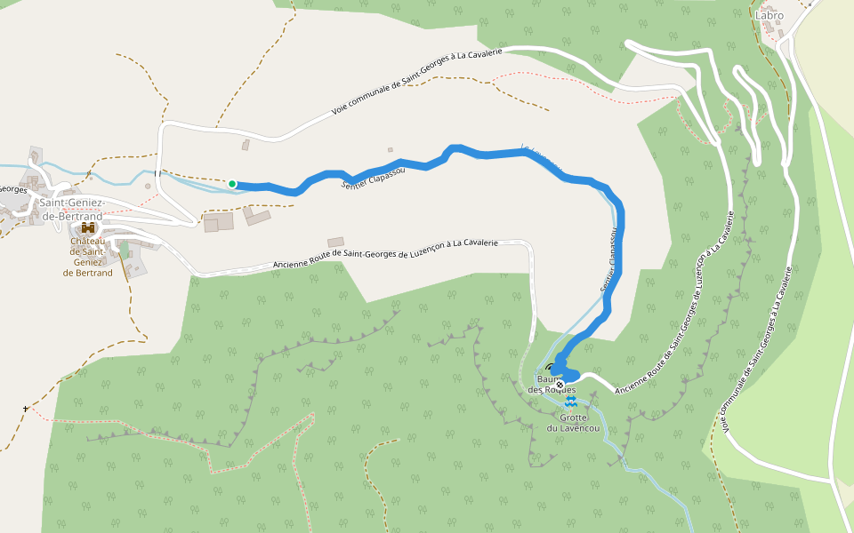 Sentier Clapassou walking route map in Saint-Georges-de-Luzençon