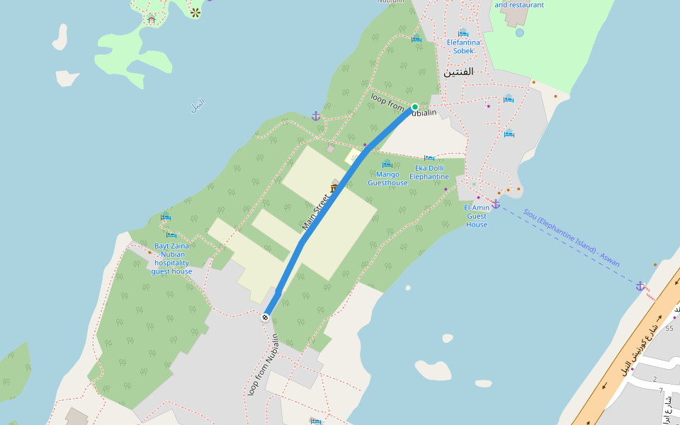 Main Street walking route map in Aswan