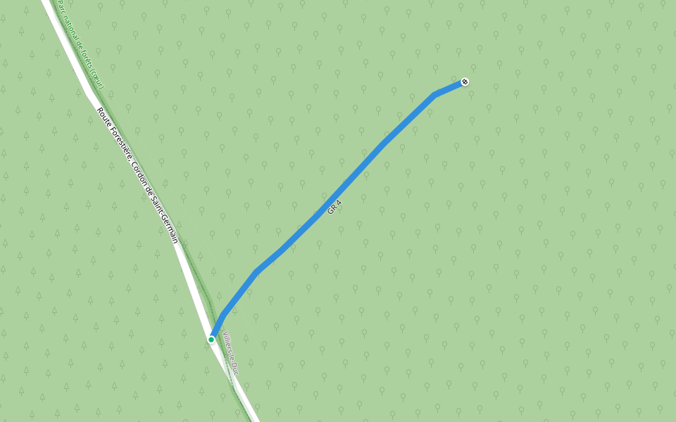 GR 4 walking route map in Villiers-le-Duc
