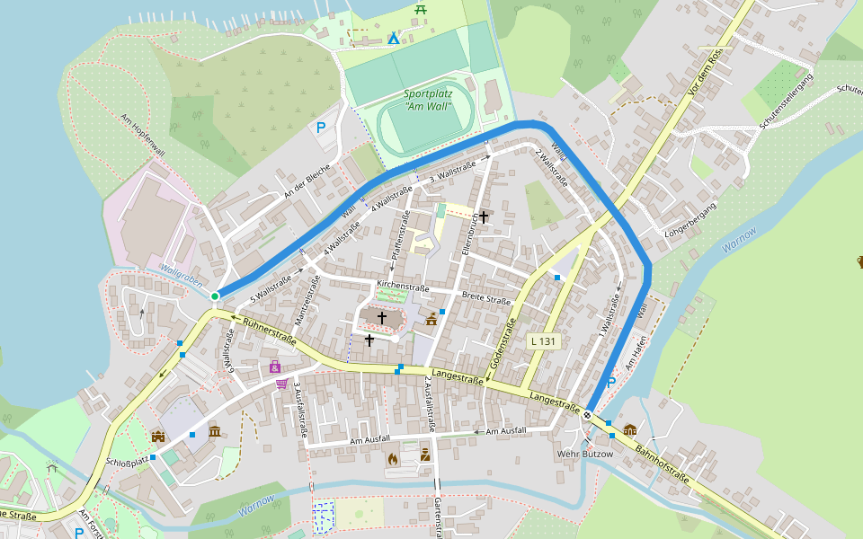 Wall walking route map in Bützow