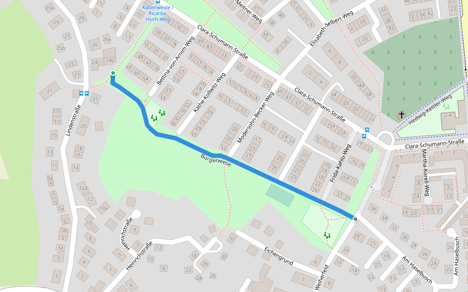 Bürgerwiese walking route map in Langenhagen