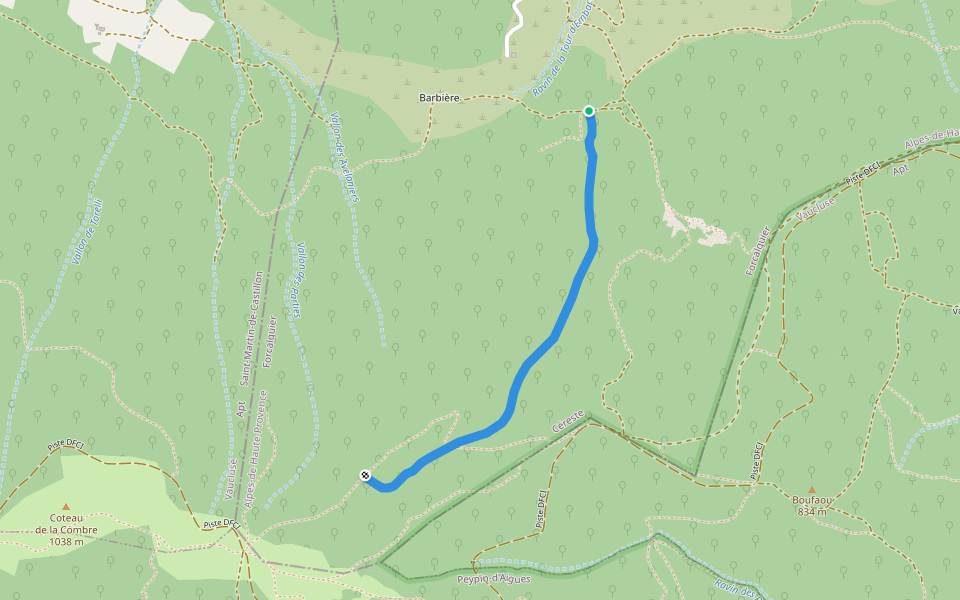 Vallon de Saint-Jean walking route map in Céreste-en-Luberon