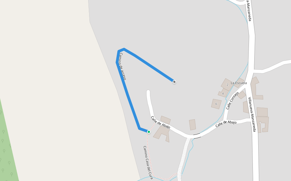 Camino de acceso walking route map in Villaverde de Abajo