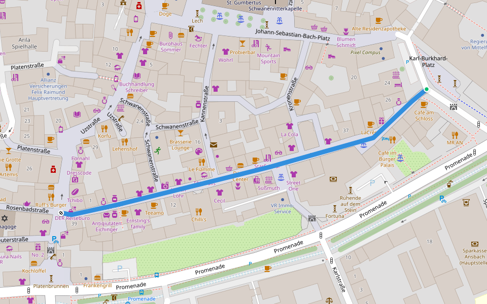 Neustadt walking route map in Ansbach