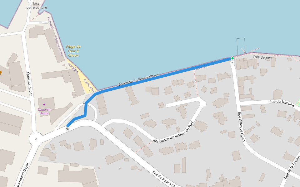 Corniche du Four à Chaux walking route map in Paimpol