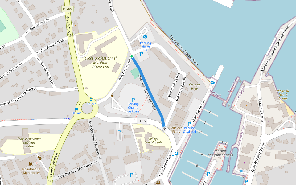 Place du Champ de Foire walking route map in Paimpol