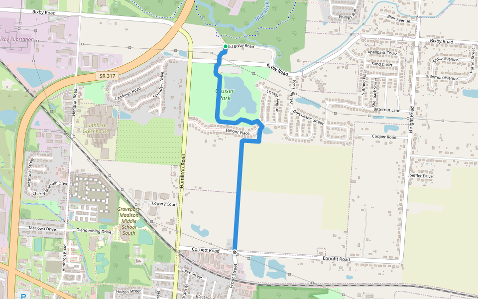 Foor Leisure Path walking route map in Groveport