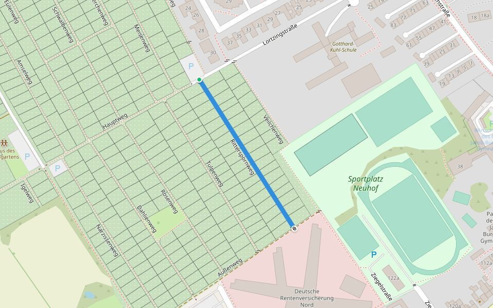 Ritterspornweg walking route map in Lübeck