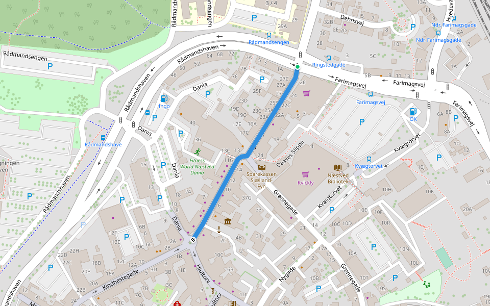 Ringstedgade walking route map in Næstved