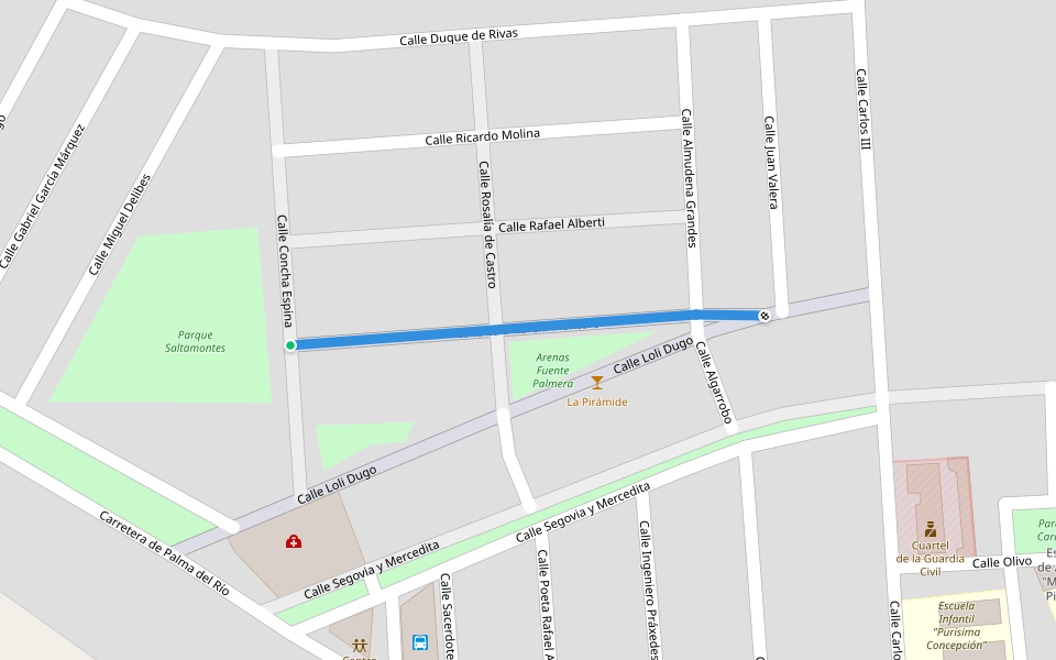 Calle Luis García Montero walking route map in Fuente Palmera