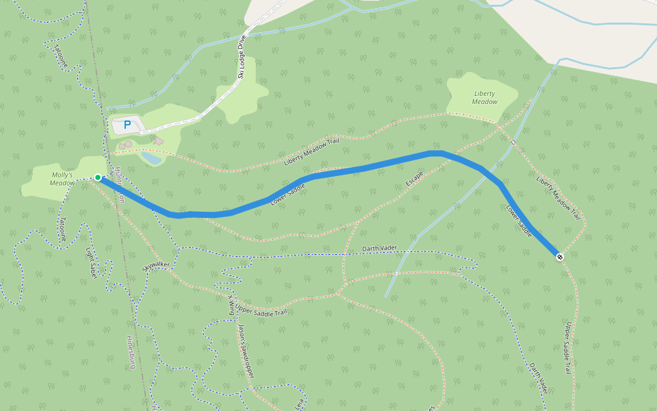 Lower Saddle walking route map in Huntington