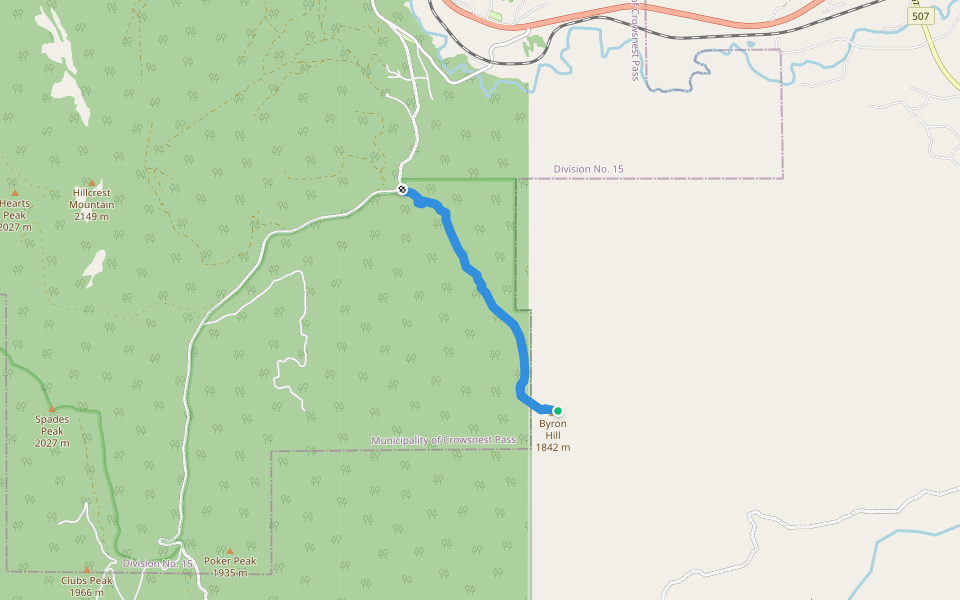 Byron Hill Trail walking route map in Bellevue