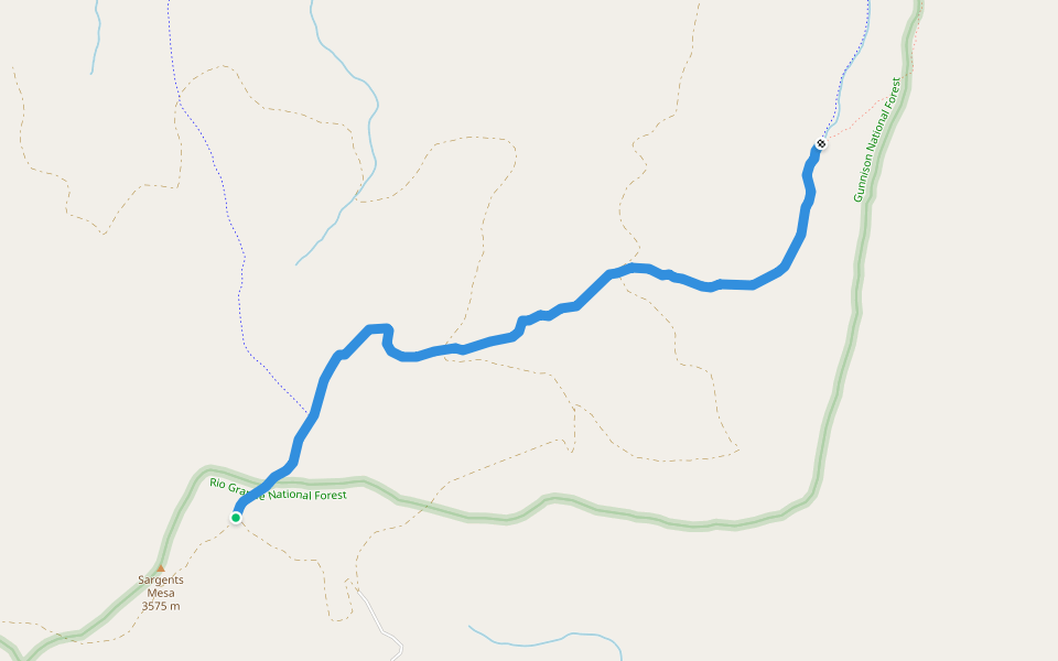 Colorado Trail walking route map in Saguache