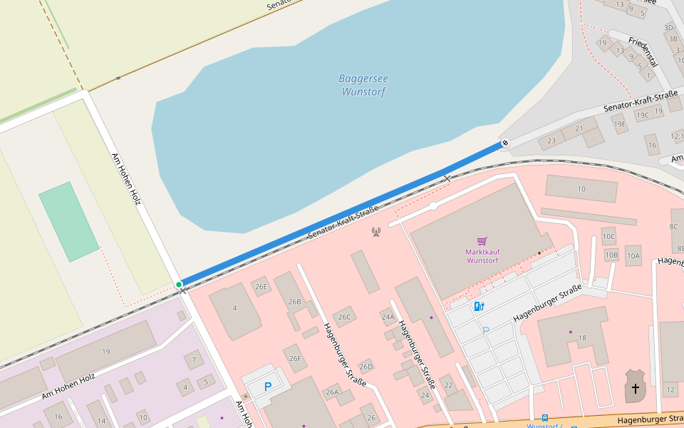 Senator-Kraft-Straße walking route map in Wunstorf
