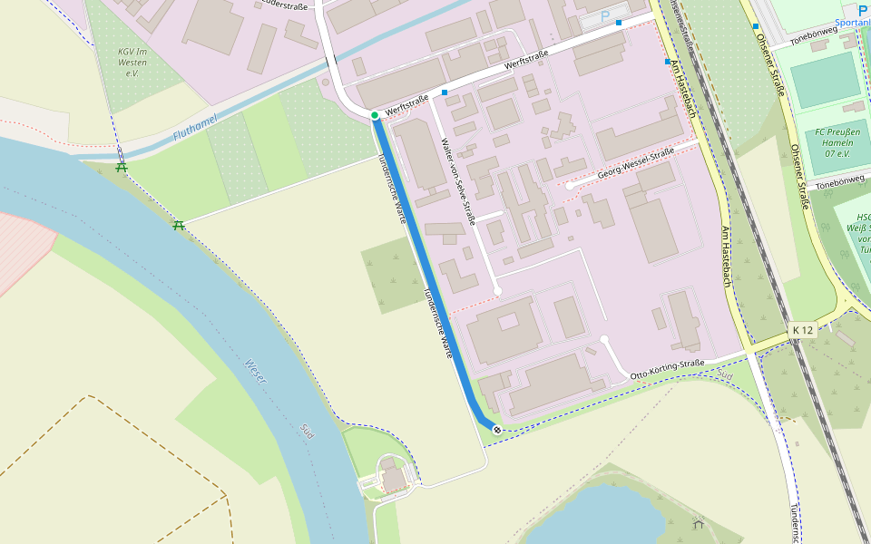 Tündernsche Warte walking route map in Hameln