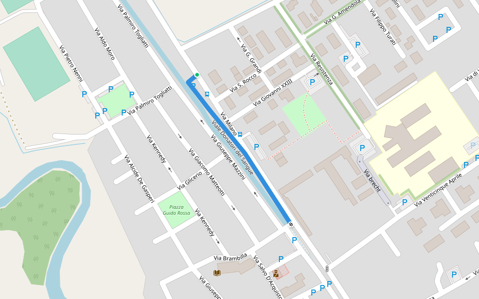 Viale Donatori del Sangue walking route map in Landriano