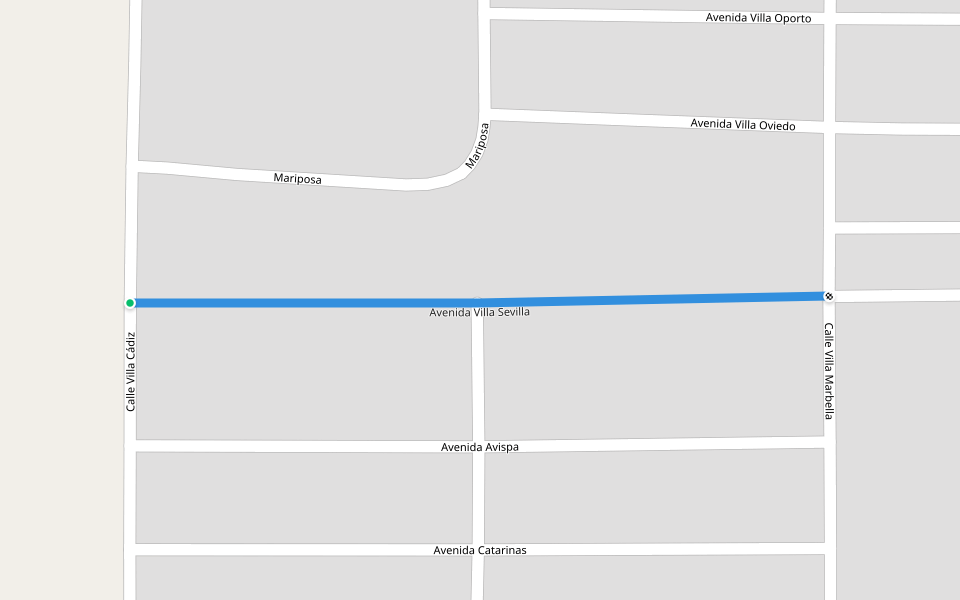 Avenida Villa Sevilla walking route map in Mexicali
