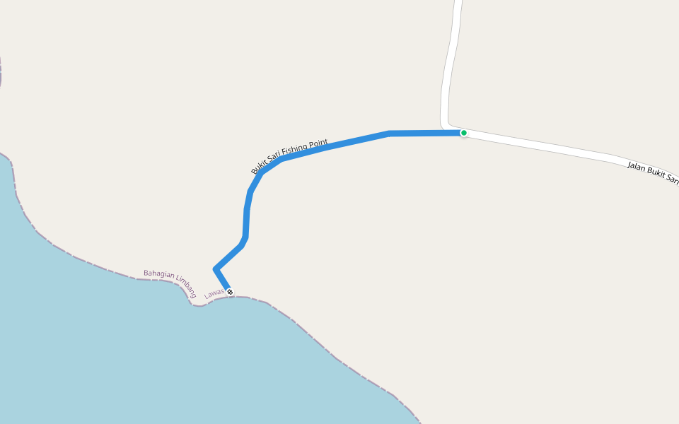 Bukit Sari Fishing Point walking route map in Lawas