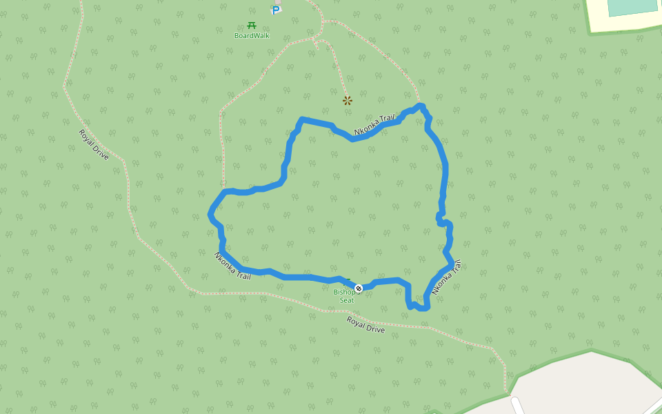 Nkonka Trail walking route map in Eshowe
