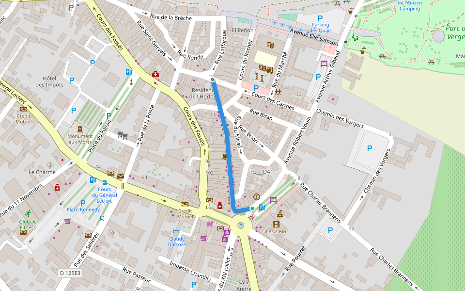 Rue Maubec walking route map in Langon