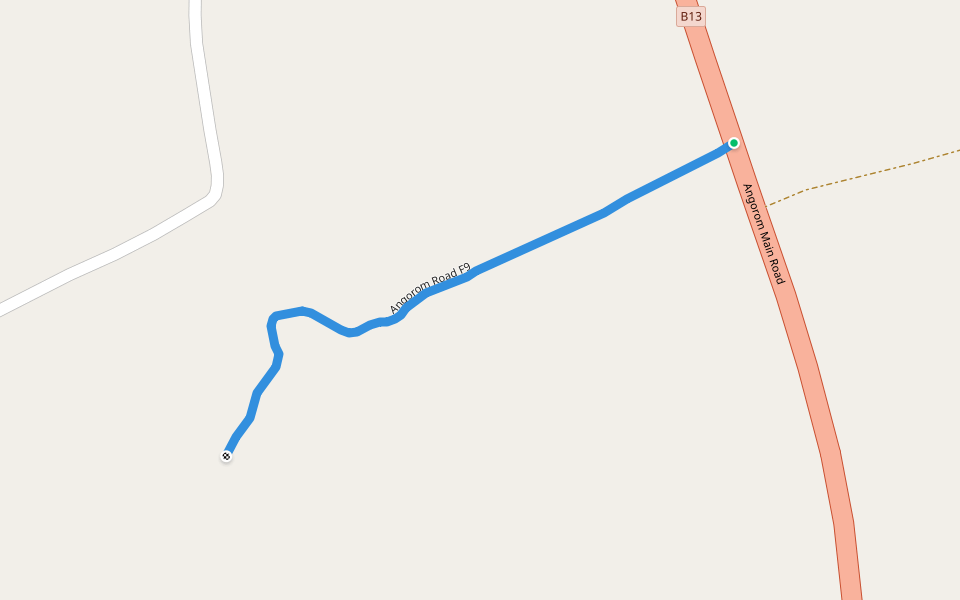 Angorom Road F9 walking route map in Busia