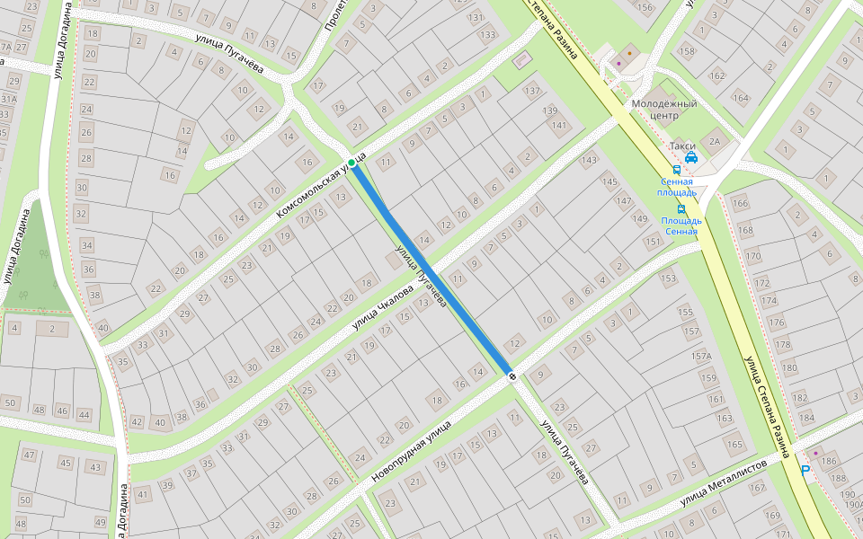 улица Пугачёва walking route map in Kulebaki