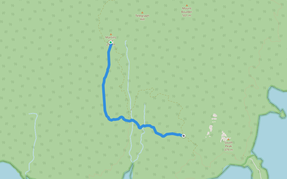 Telegraph Walking Track walking route map in Wilsons Promontory