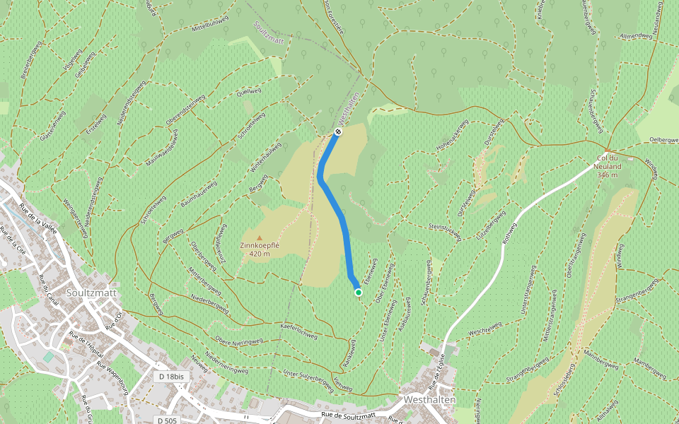 Ruhestattweg walking route map in Westhalten