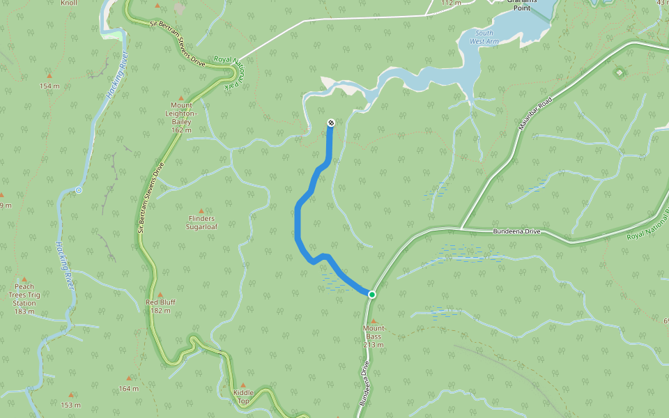Mount Bass Trail walking route map in Royal National Park