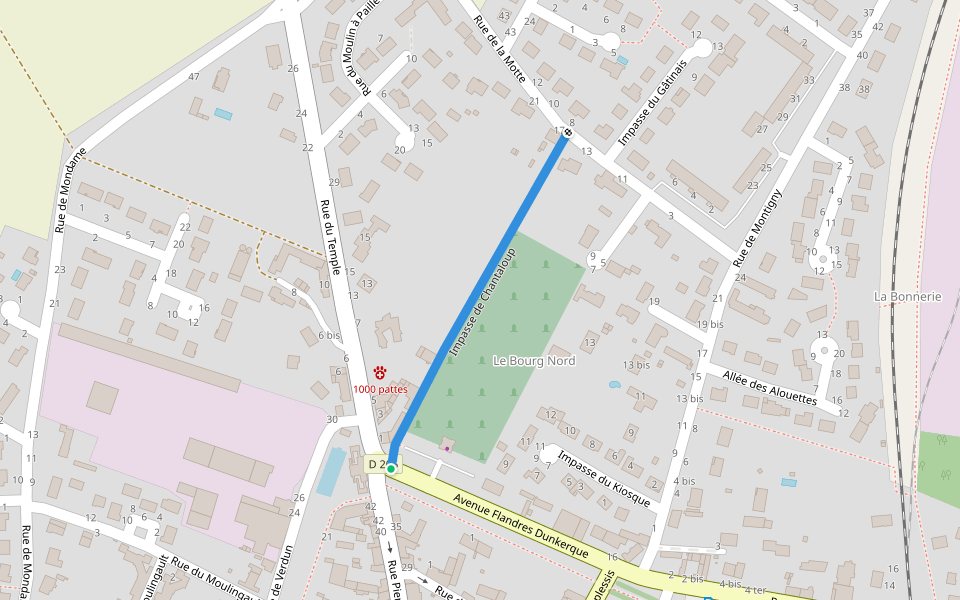 Impasse de Chantaloup walking route map in Neuville-aux-Bois