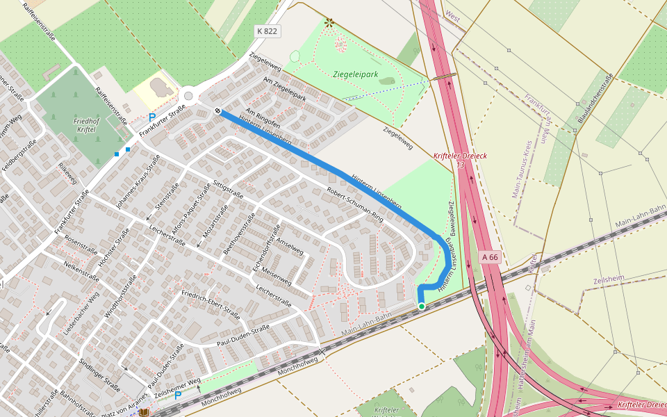Hinterm Linsenberg walking route map in Kriftel