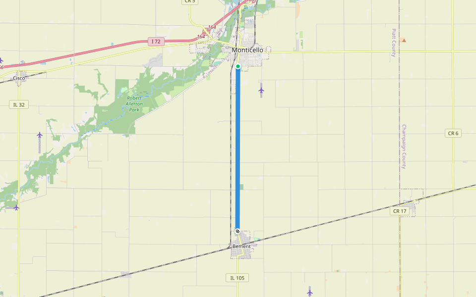 Potawatomi Trail of Death walking route map in Monticello