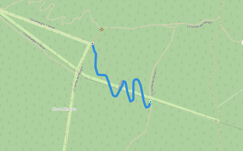 Las Eses walking route map in Chinchilla de Monte-Aragón