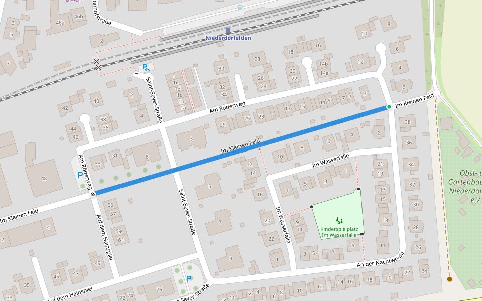 Im Kleinen Feld walking route map in Niederdorfelden