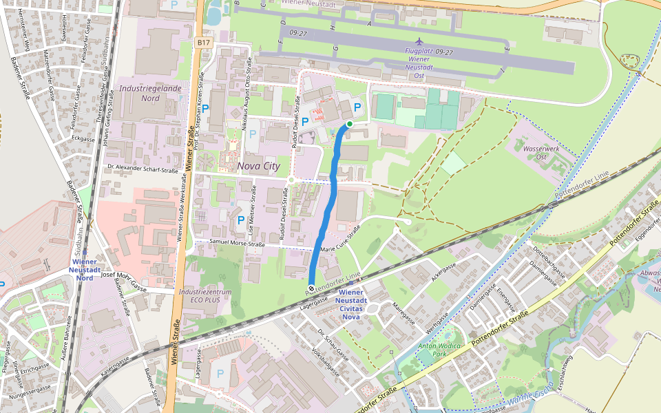 Zieselboulevard walking route map in Wiener Neustadt