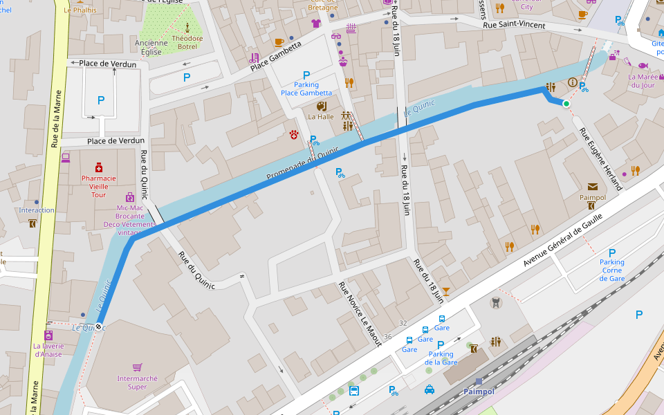Promenade du Quinic walking route map in Paimpol