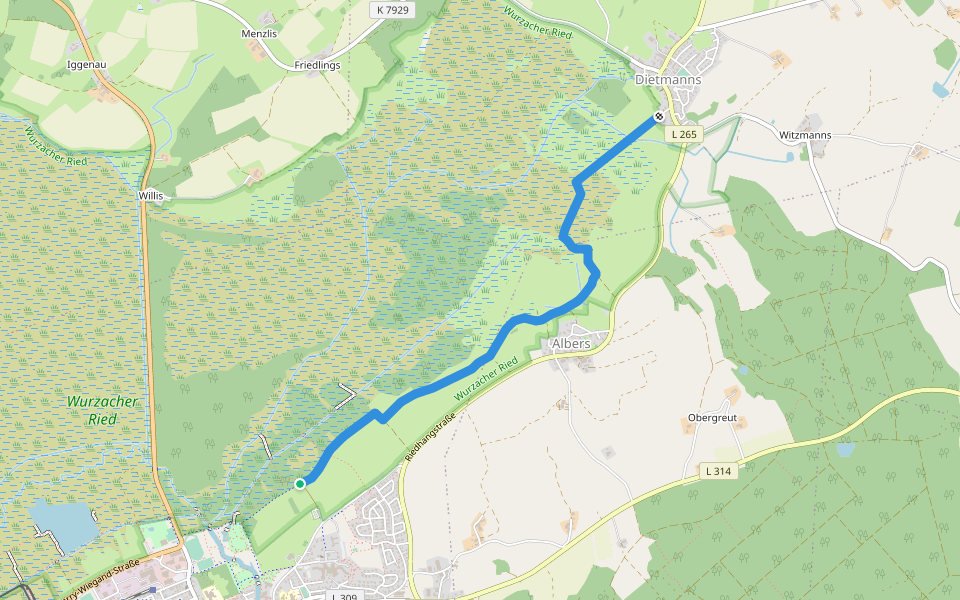 Torfstichweg walking route map in Bad Wurzach