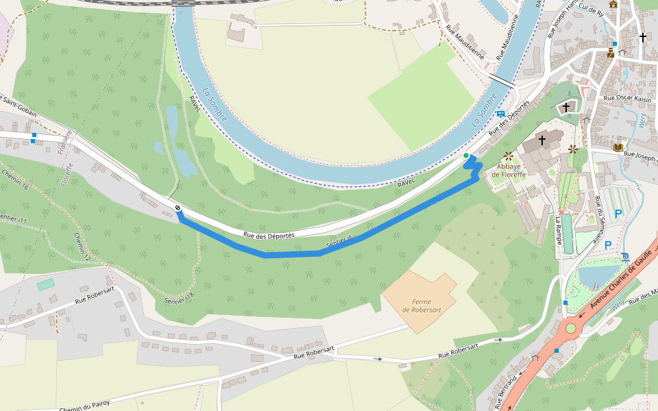 Sentier i6 walking route map in Floreffe