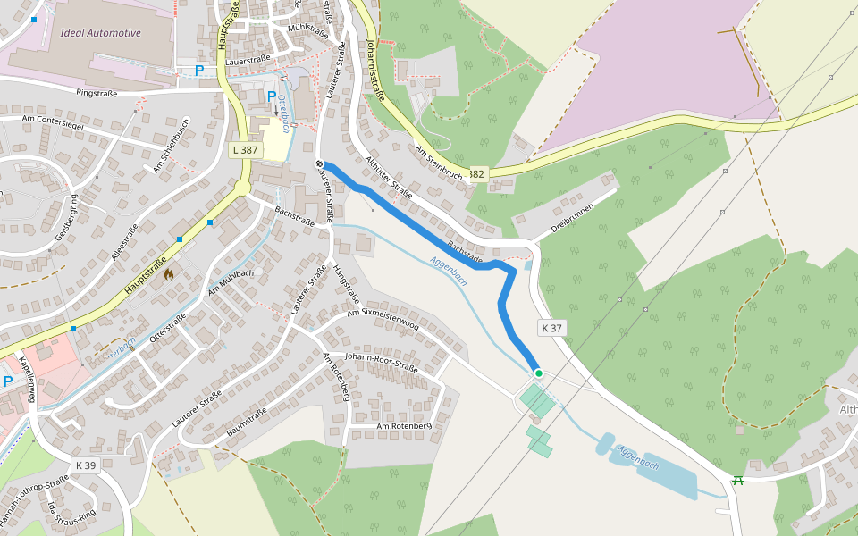Bachstade walking route map in Otterberg