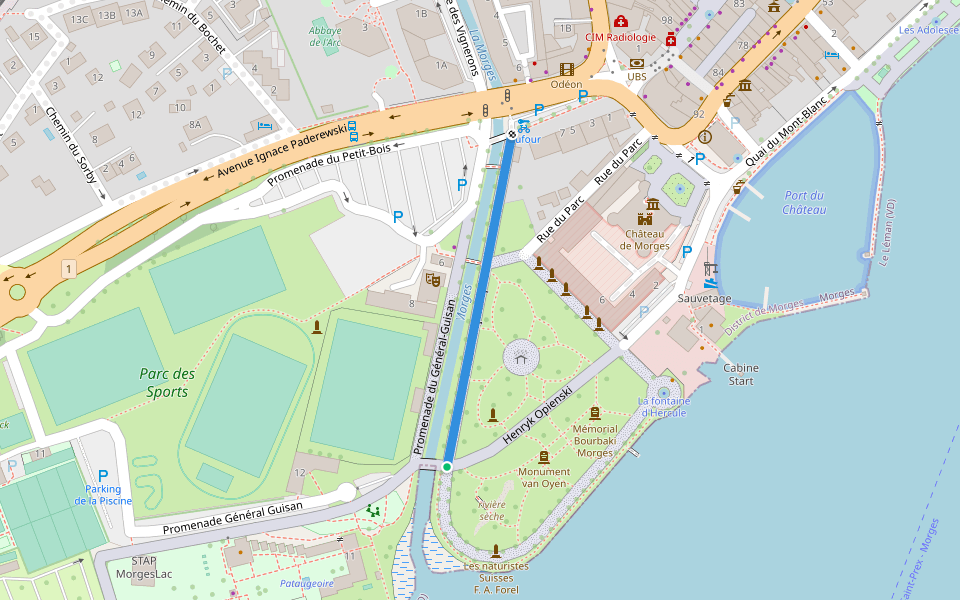 Allée François-Alphonse-Forel walking route map in Morges