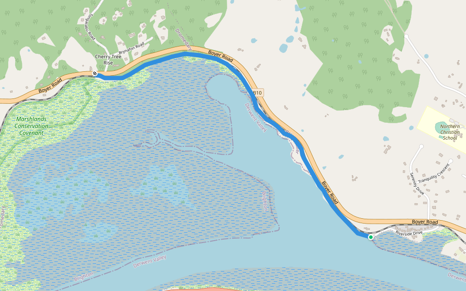 Riverside Drive Foreshore Trail walking route map in Bridgewater