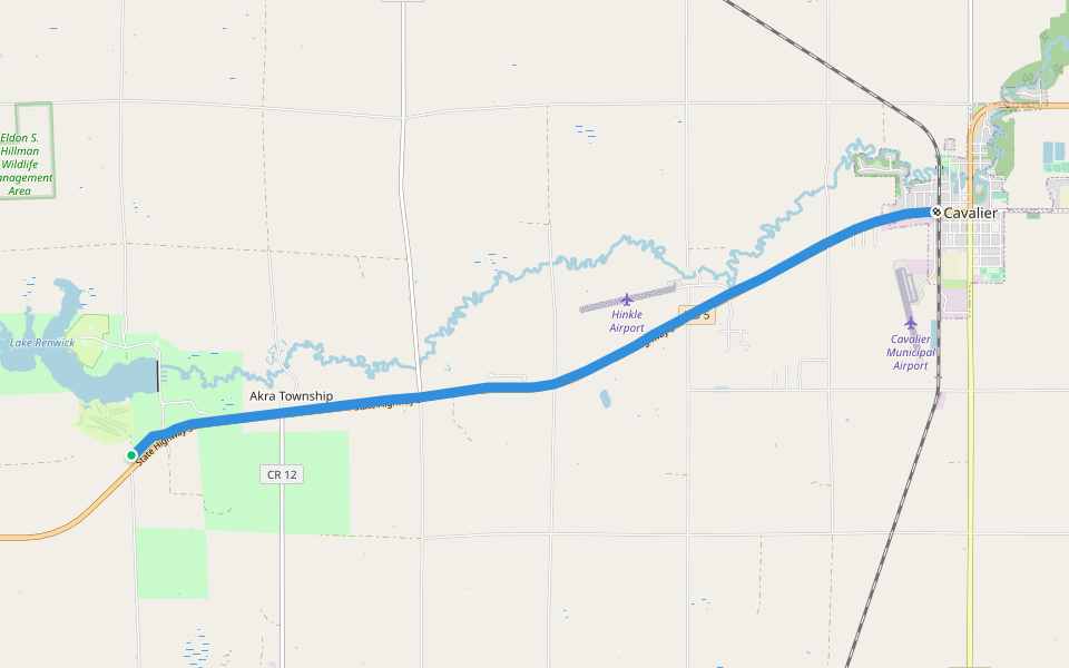 Cav-Landic Trail walking route map in Cavalier