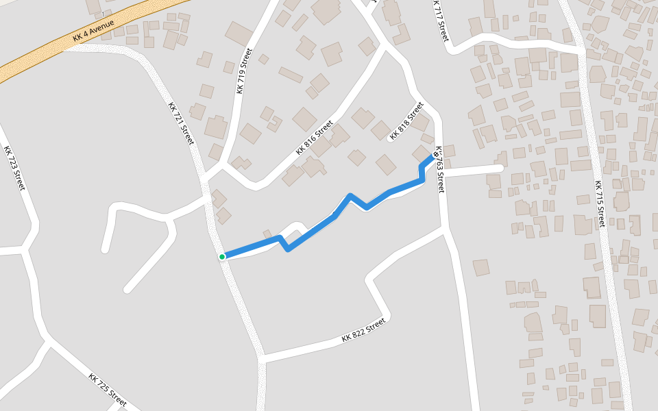 KK 820 Street walking route map in Kigali