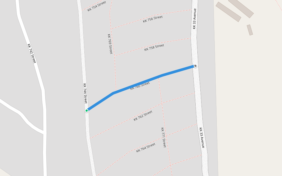 KK 760 Street walking route map in Kigali