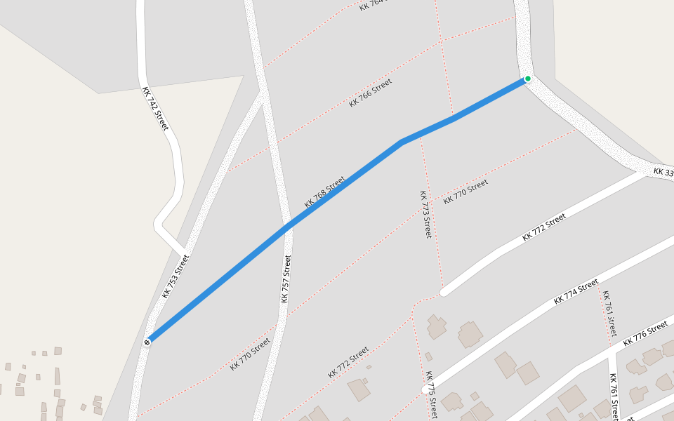 KK 768 Street walking route map in Kigali