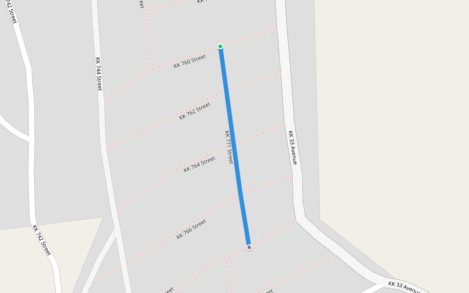 KK 771 Street walking route map in Kigali