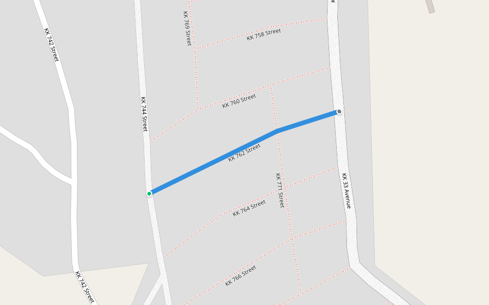 KK 762 Street walking route map in Kigali